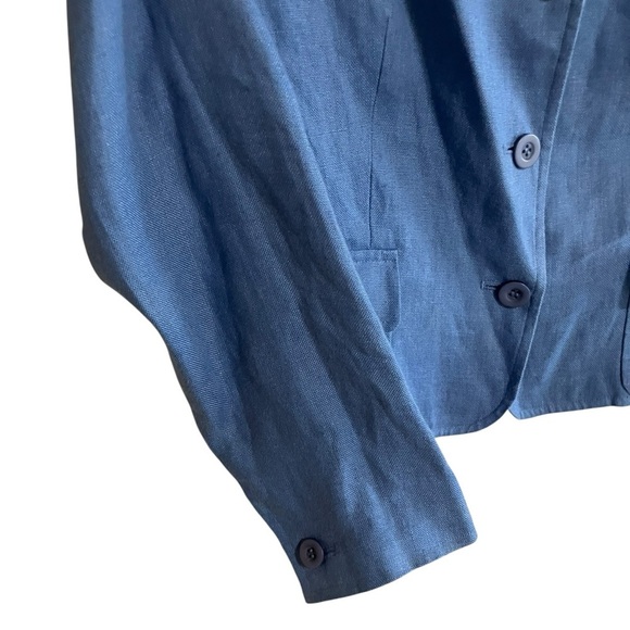 Talbots 100% Irish Linen Blue Career BlazerJacket Lined Women’s Petite Size 6 - Picture 4 of 9